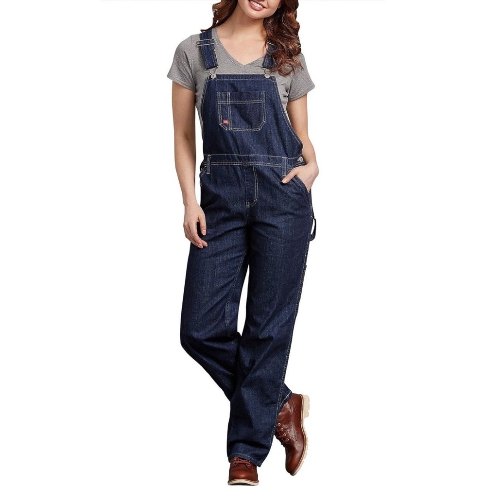 Dickies Dark Wash Women's Relaxed Bib Overalls Women's‎ Size Small Cotton 1427